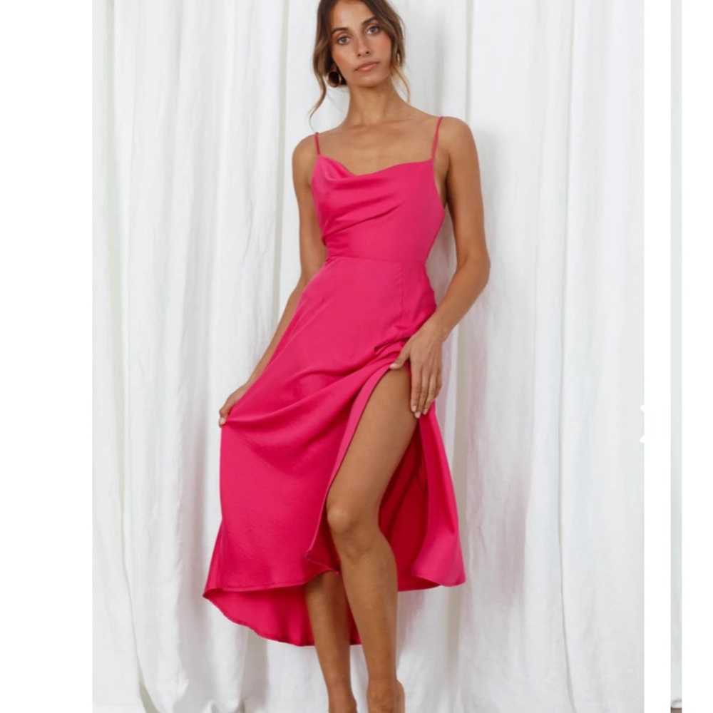 Hot pink midi dress